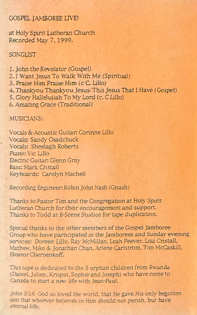 The Gospel Jamboree Live - Tape Jacket Inside
